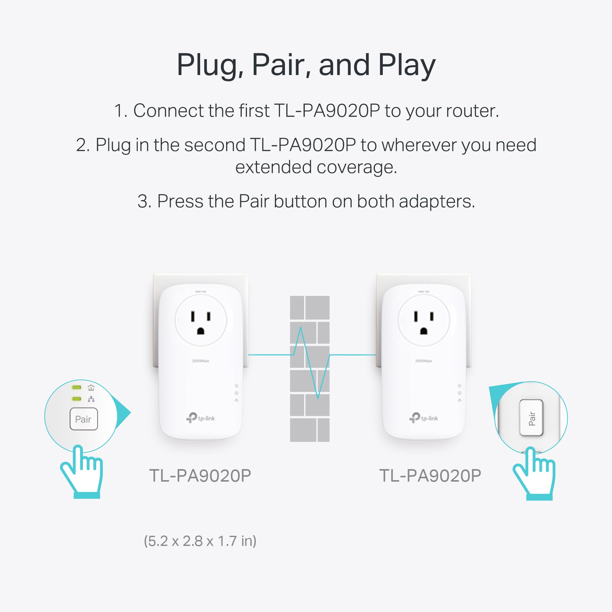 Adapter, AV2000 Powerline Ethernet, TL-PA9020P zestaw