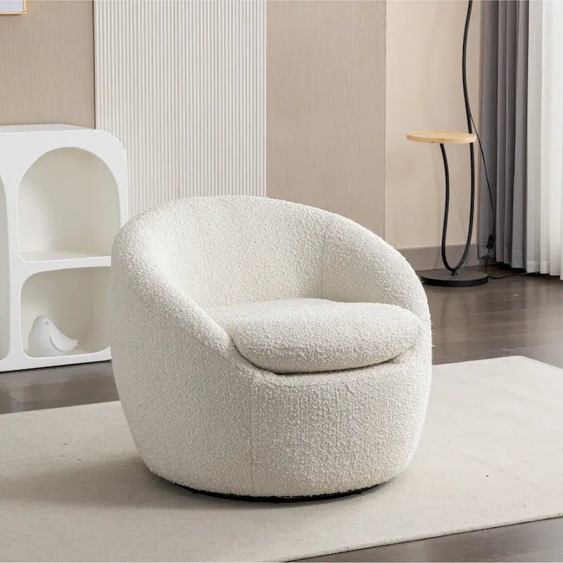 1787432842_bdmtXFlB Obrotowy podstawa Barrel z Boucle Upholstery krzeslo, 31-cali