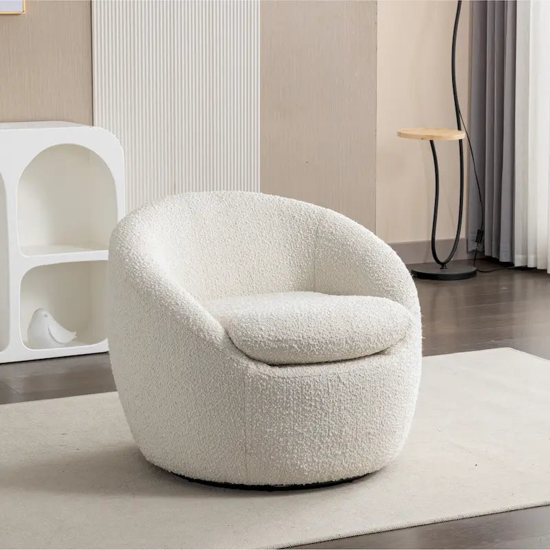 Obrotowy podstawa Barrel z Boucle Upholstery krzeslo, 31-cali