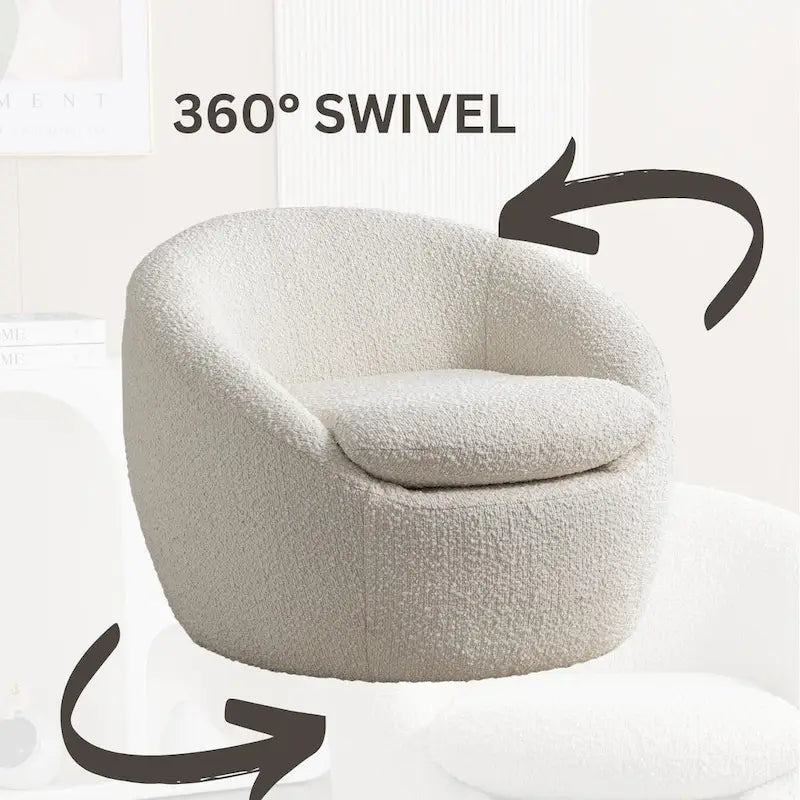 Obrotowy podstawa Barrel z Boucle Upholstery krzeslo, 31-cali