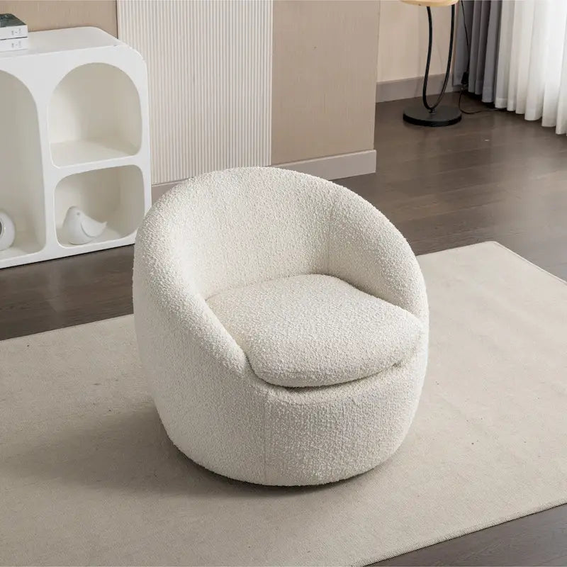 Obrotowy podstawa Barrel z Boucle Upholstery krzeslo, 31-cali