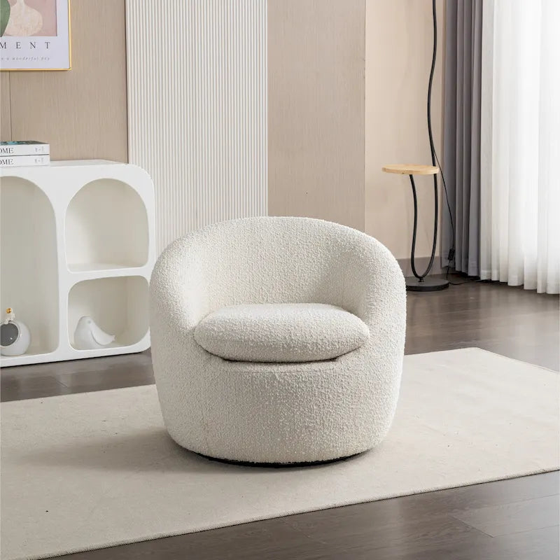 Obrotowy podstawa Barrel z Boucle Upholstery krzeslo, 31-cali