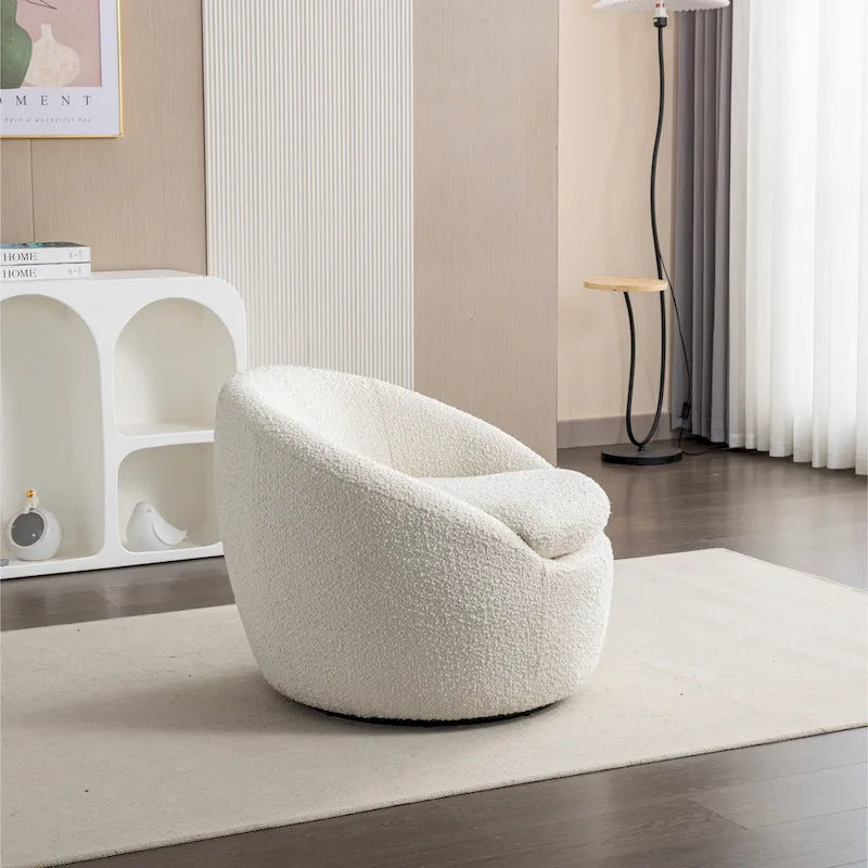 Obrotowy podstawa Barrel z Boucle Upholstery krzeslo, 31-cali