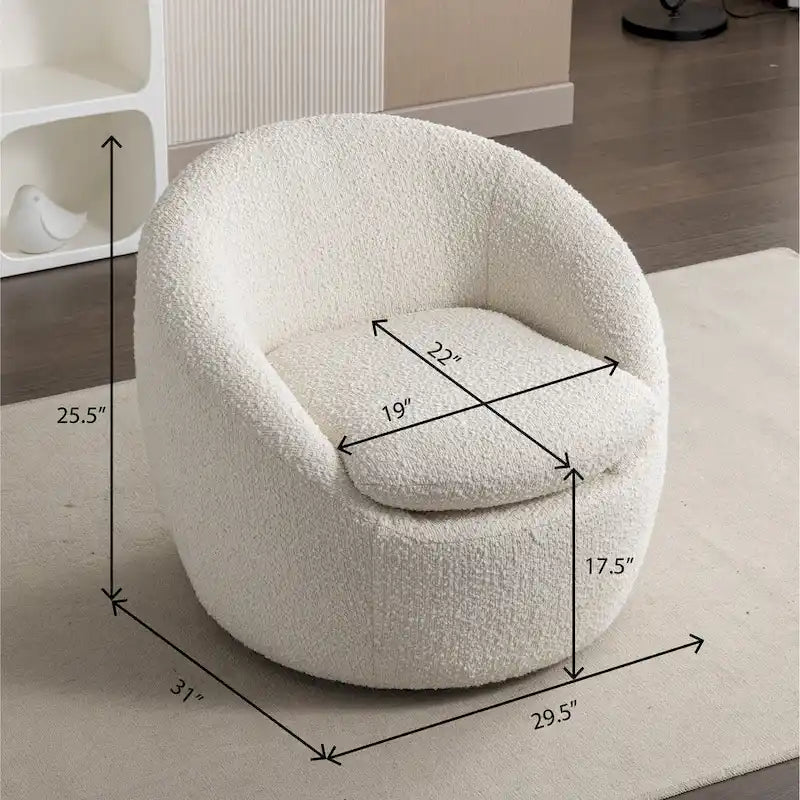 Obrotowy podstawa Barrel z Boucle Upholstery krzeslo, 31-cali