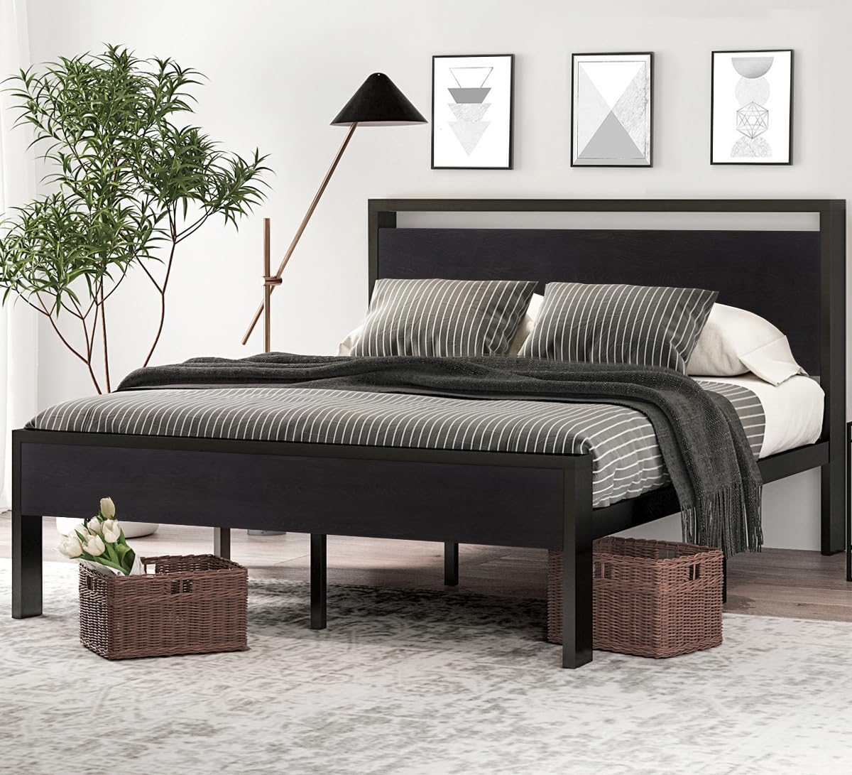 1787434949_2kerr0UC Cerlin 14 cali Queen metal rama lozka z drewniany Headboard