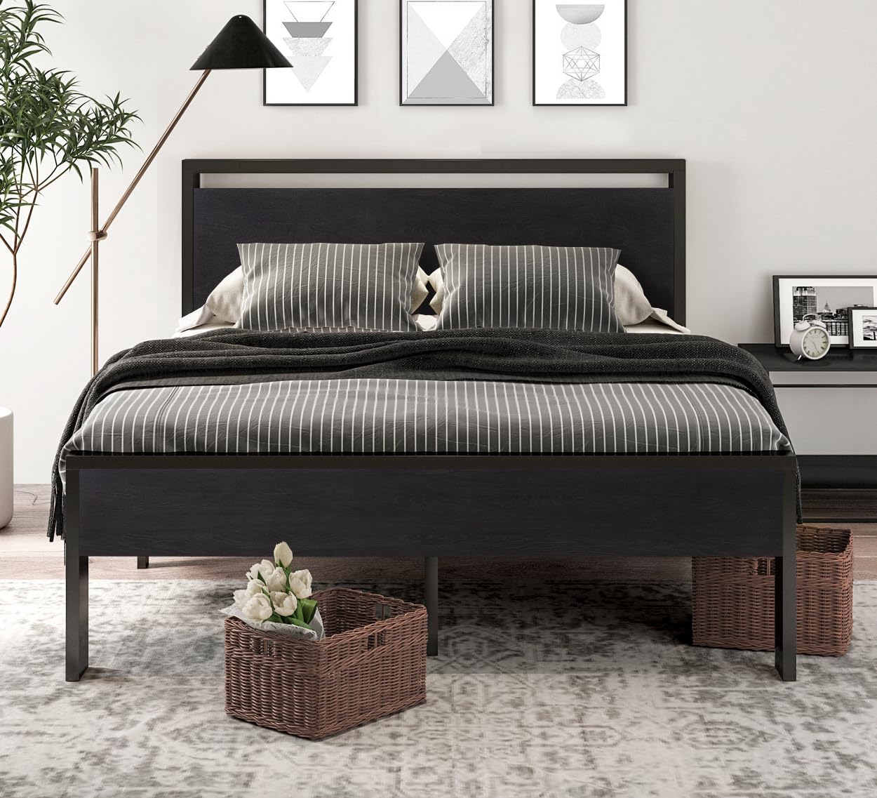 1787434959_wb1u4UCf Cerlin 14 cali Queen metal rama lozka z drewniany Headboard