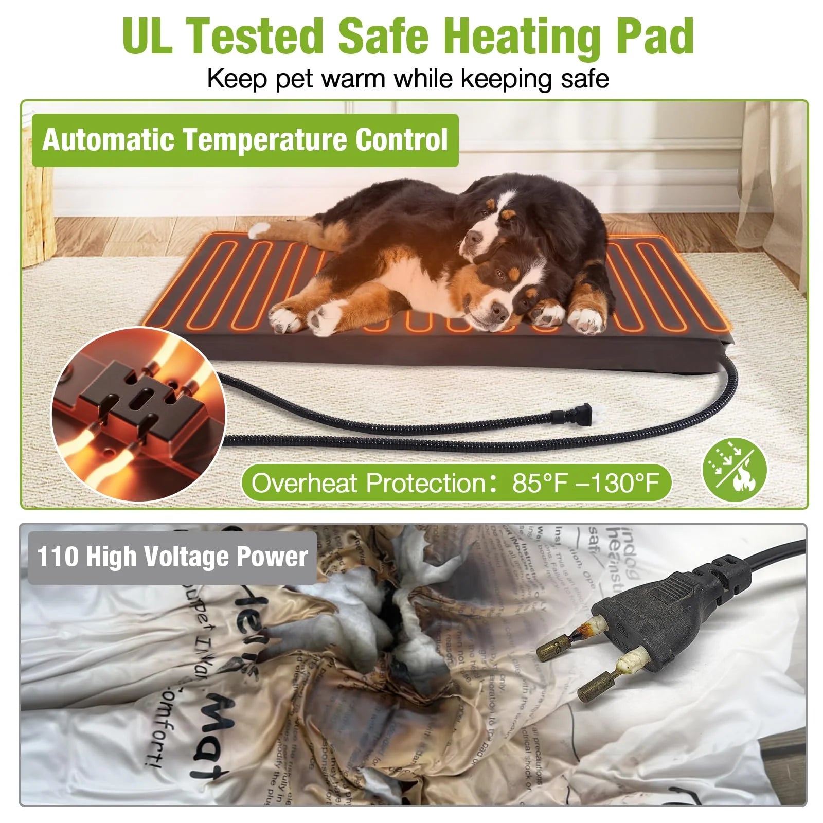 1787443185_hGZ74yRi Dog House - AIR43-M-HP Heated, Featuring Heater and Insulated Liner - Outdoor Insulated Dog Kennel with Metal Frame Large Dog Crate for Medium to