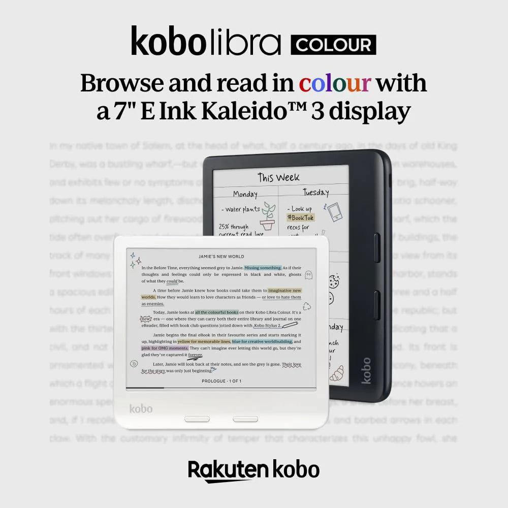 Libra Colour Ereader z 7 Glare-free wyświetlacz