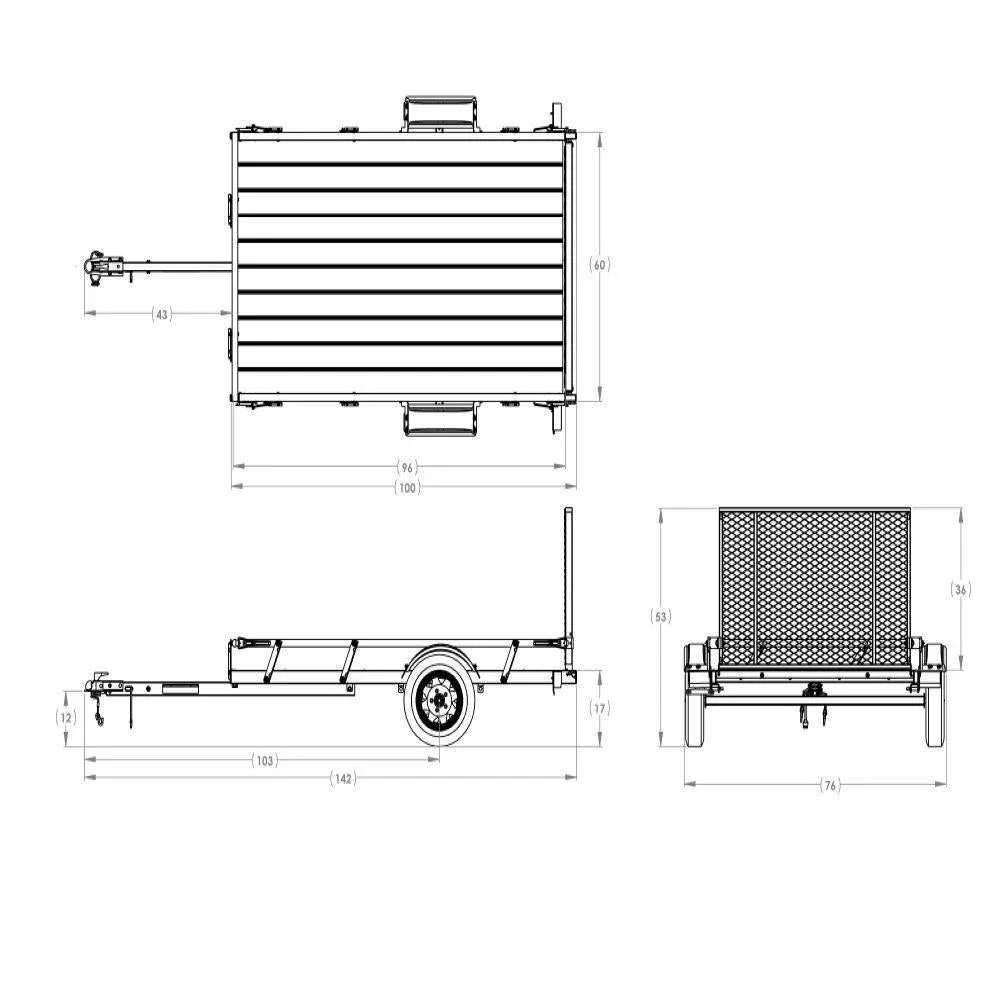 5 ft. X 8 ft. drewno podłoga Utility przyczepa W Sliding Rail system