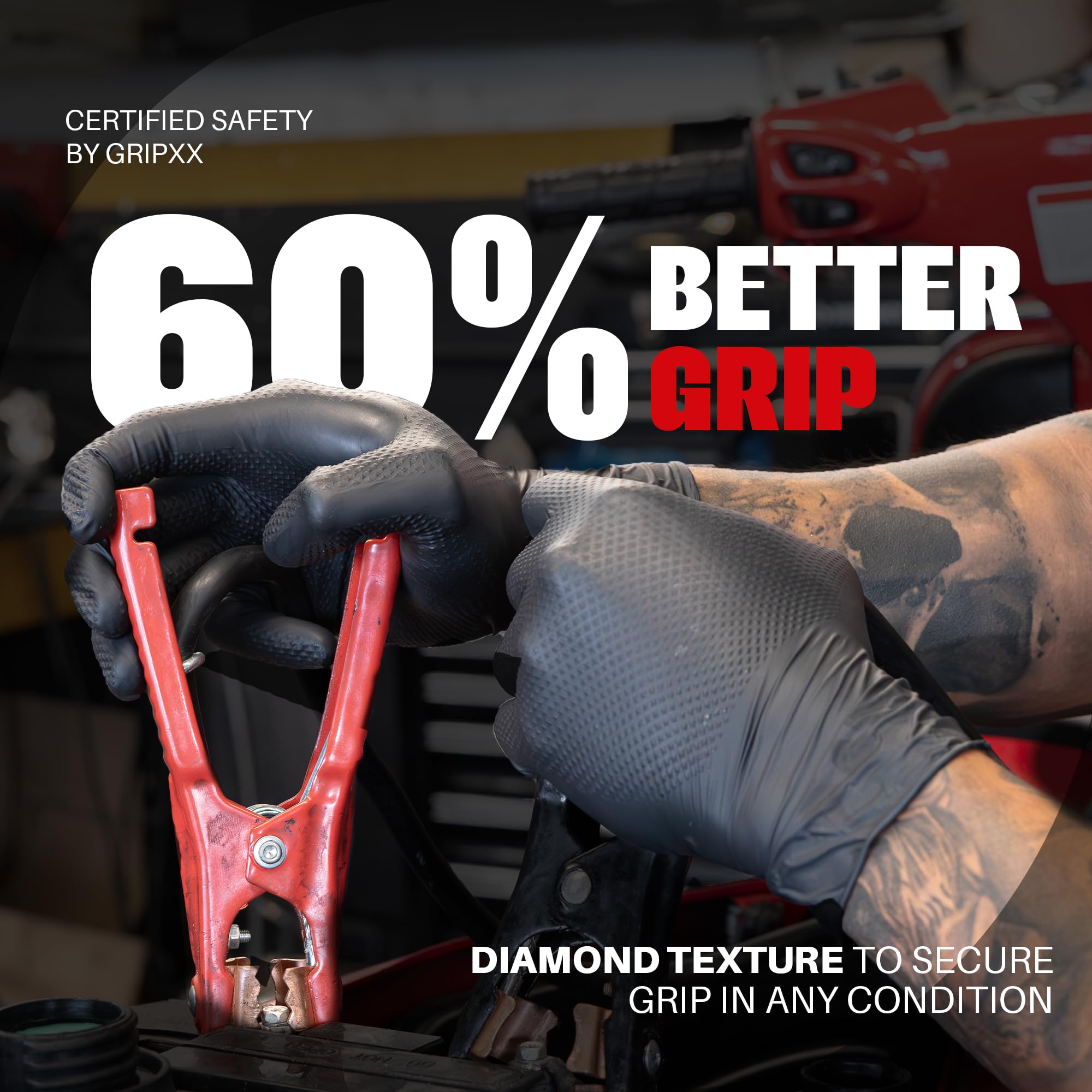 Herkules Grip 8Mil czarny Nitrile Gloves, wzmocniony