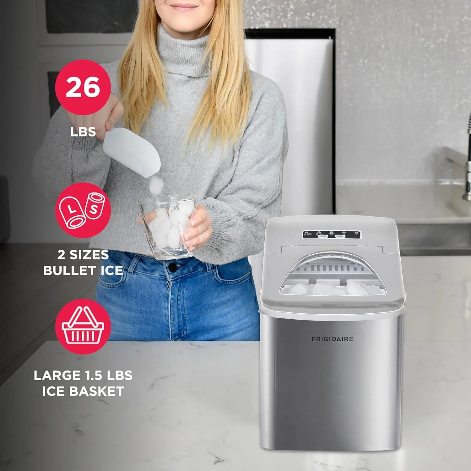26 lb Per Day przenośny kostkarka do lodu, stal nierdzewna
