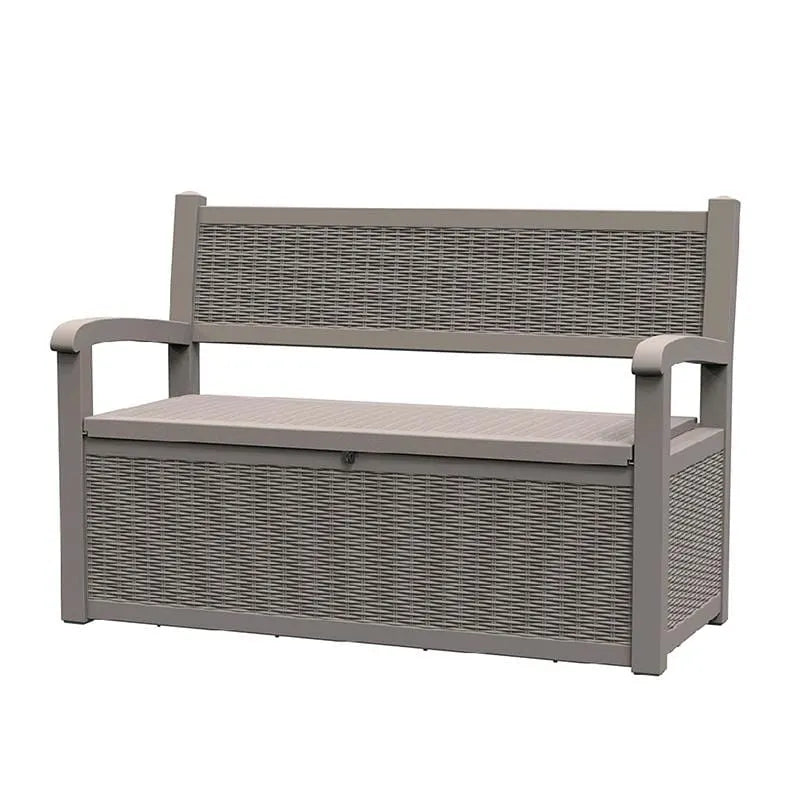 Storage Bench - Durable All-weather Resin, Featuring Lockable Hidden Compartment - Rattan-style Design, 500 Lbs Weight Capacity, 70-Gallon Storage Space