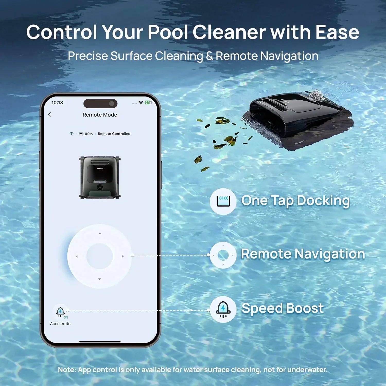 Vacuum - AquaSense 2 Pro Cordless Pool, Robot - Unmatched 5-in-1 Cleaning, Surface Parking, Skims Water Surface with APP Control, Water