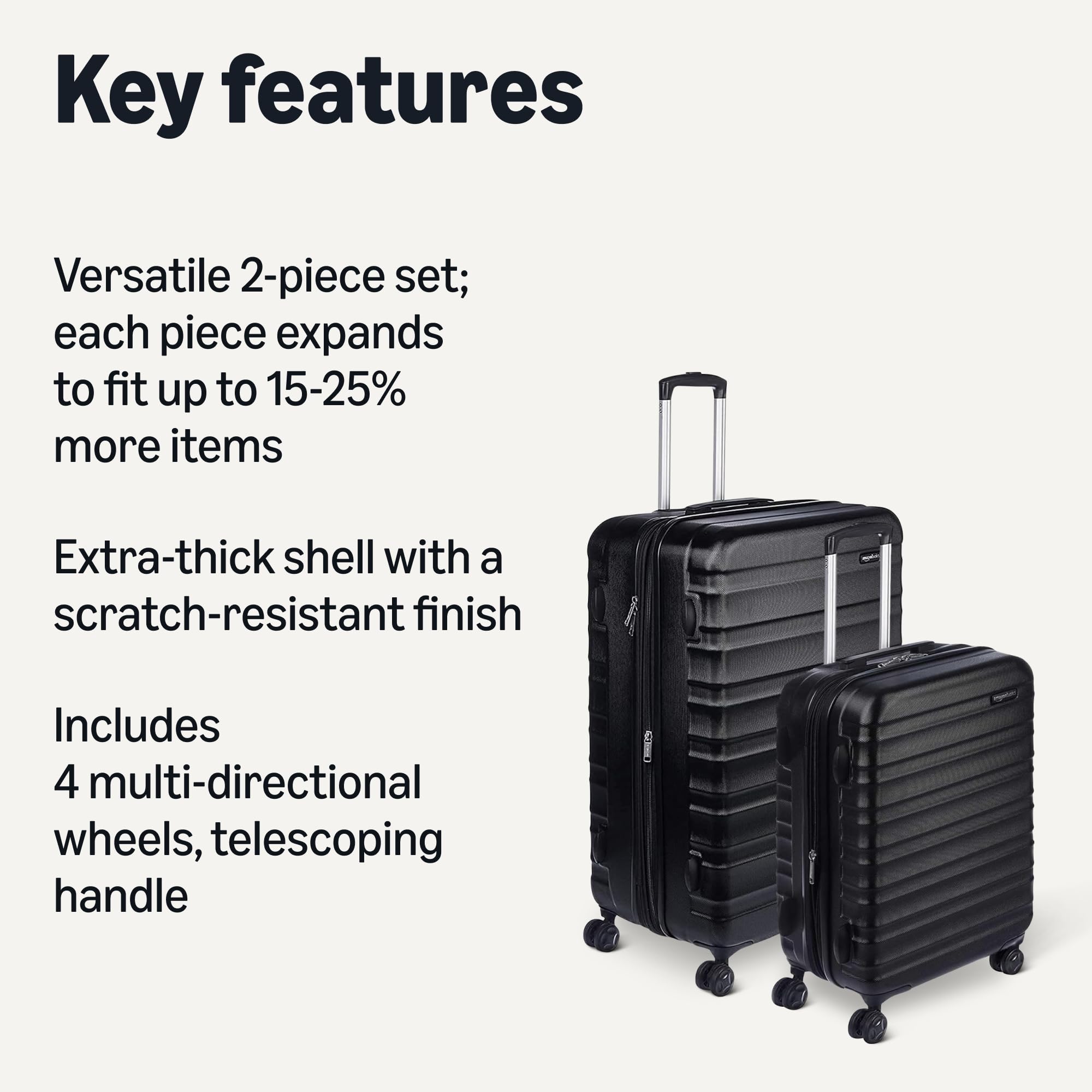 Bagaz, 2-elementowy Hardside, zestaw, Expandable czarny Suitcases