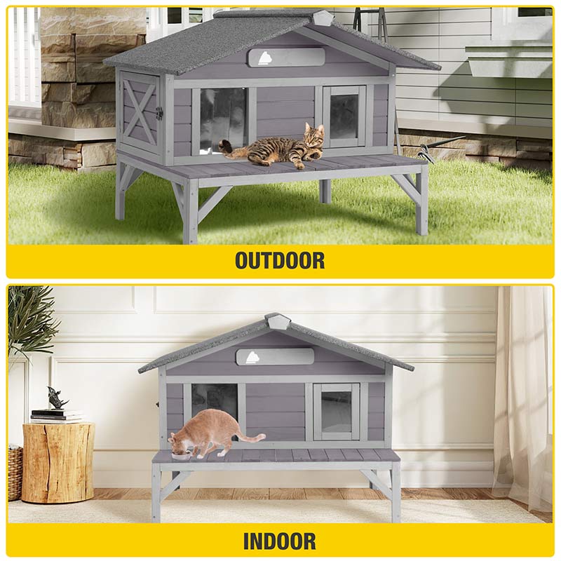 Drewniany dla kota domek AIR92-M z Weatherproof dla kota schronienie do Feral Cats