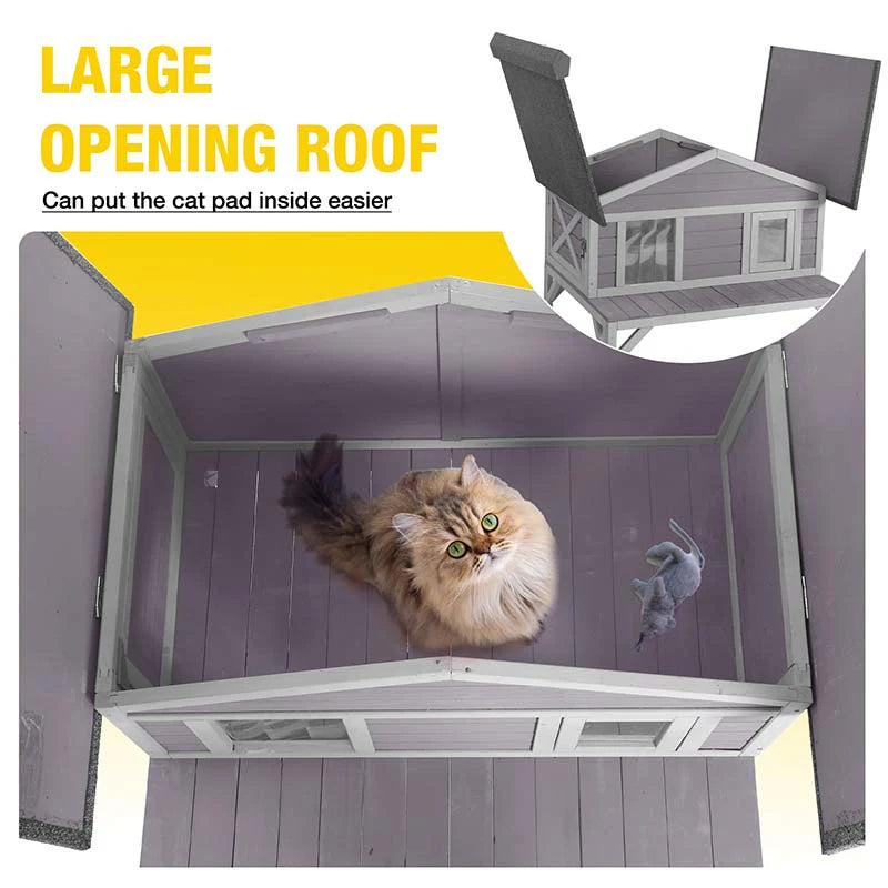Drewniany dla kota domek AIR92-M z Weatherproof dla kota schronienie do Feral Cats