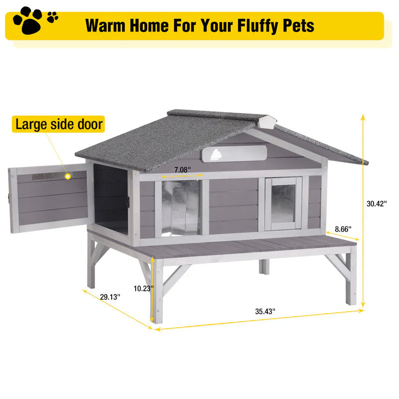 Drewniany dla kota domek AIR92-M z Weatherproof dla kota schronienie do Feral Cats