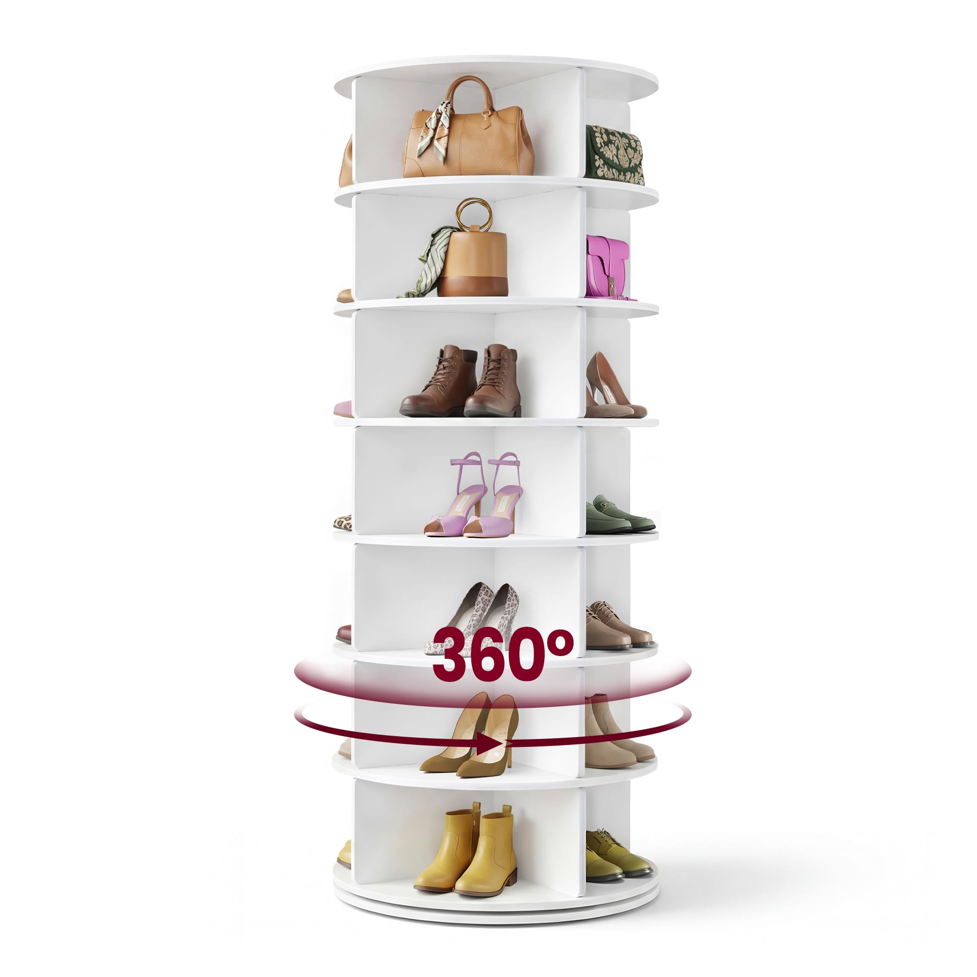 Regal, 7-poziom 360 Degrees Rotating Shoe, Organizer, biały