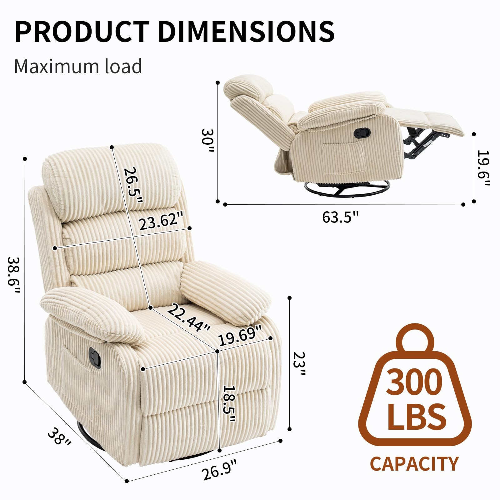 1787465413_lt4LeCT1 Adult 360 Degrees Rocking fotel rozkładany, Velvet Beige