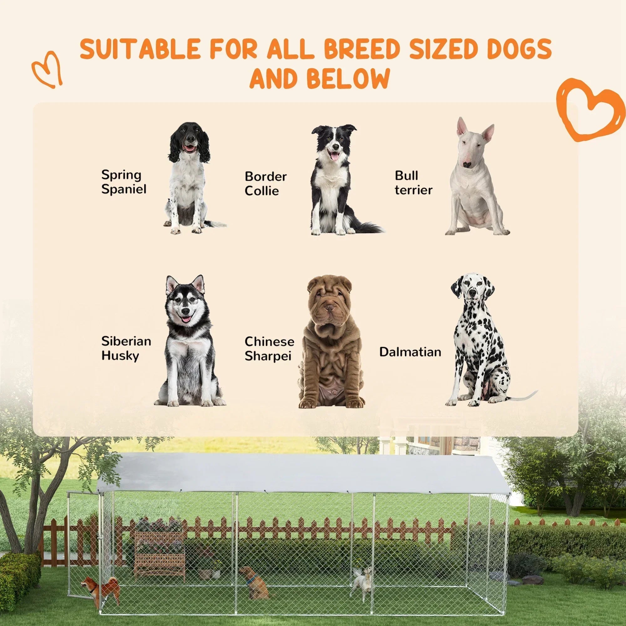 Dog Kennel - 19.7-ft X 7.5-ft X 7.5' Outdoor, W/waterproof Roof