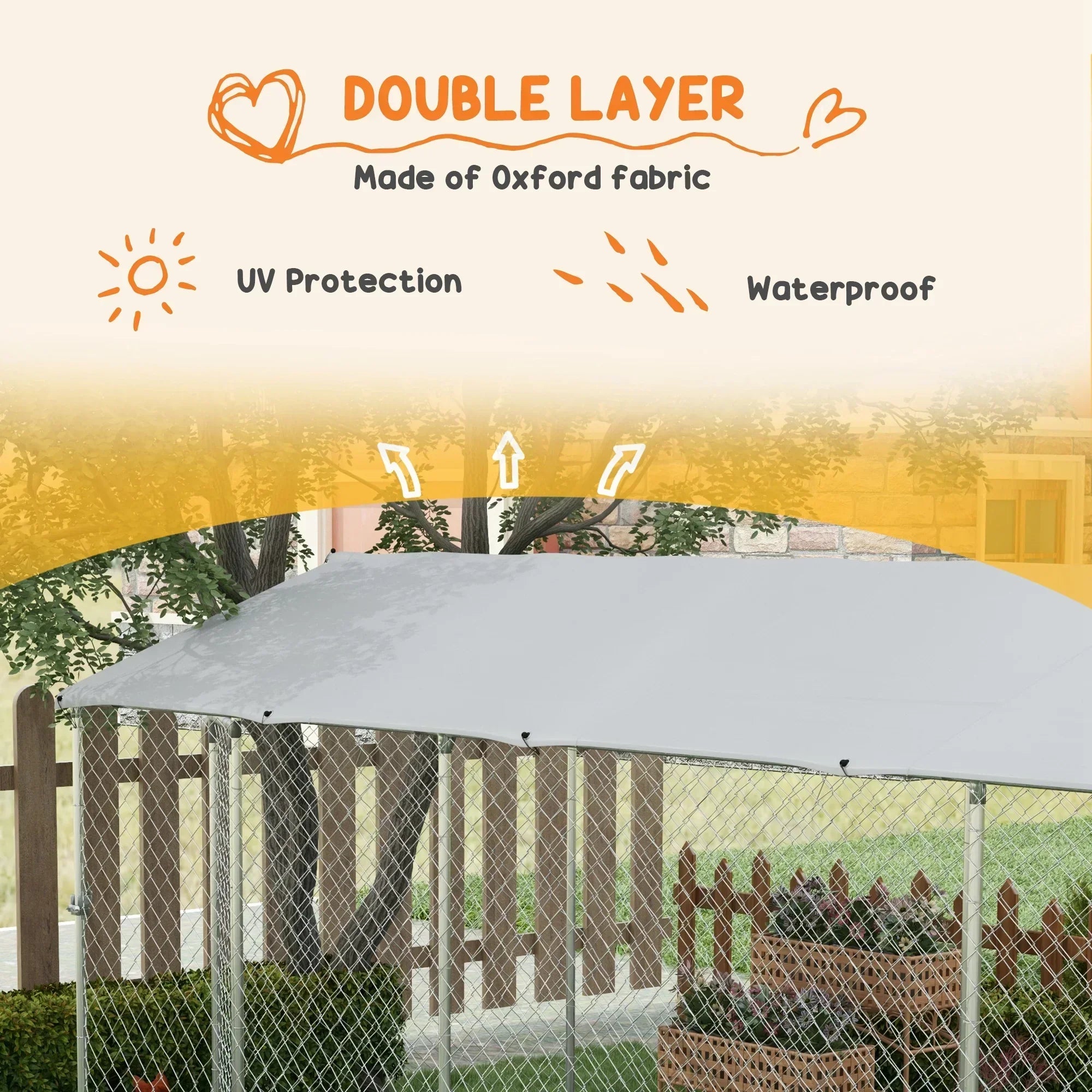 Dog Kennel - 19.7-ft X 7.5-ft X 7.5' Outdoor, W/waterproof Roof
