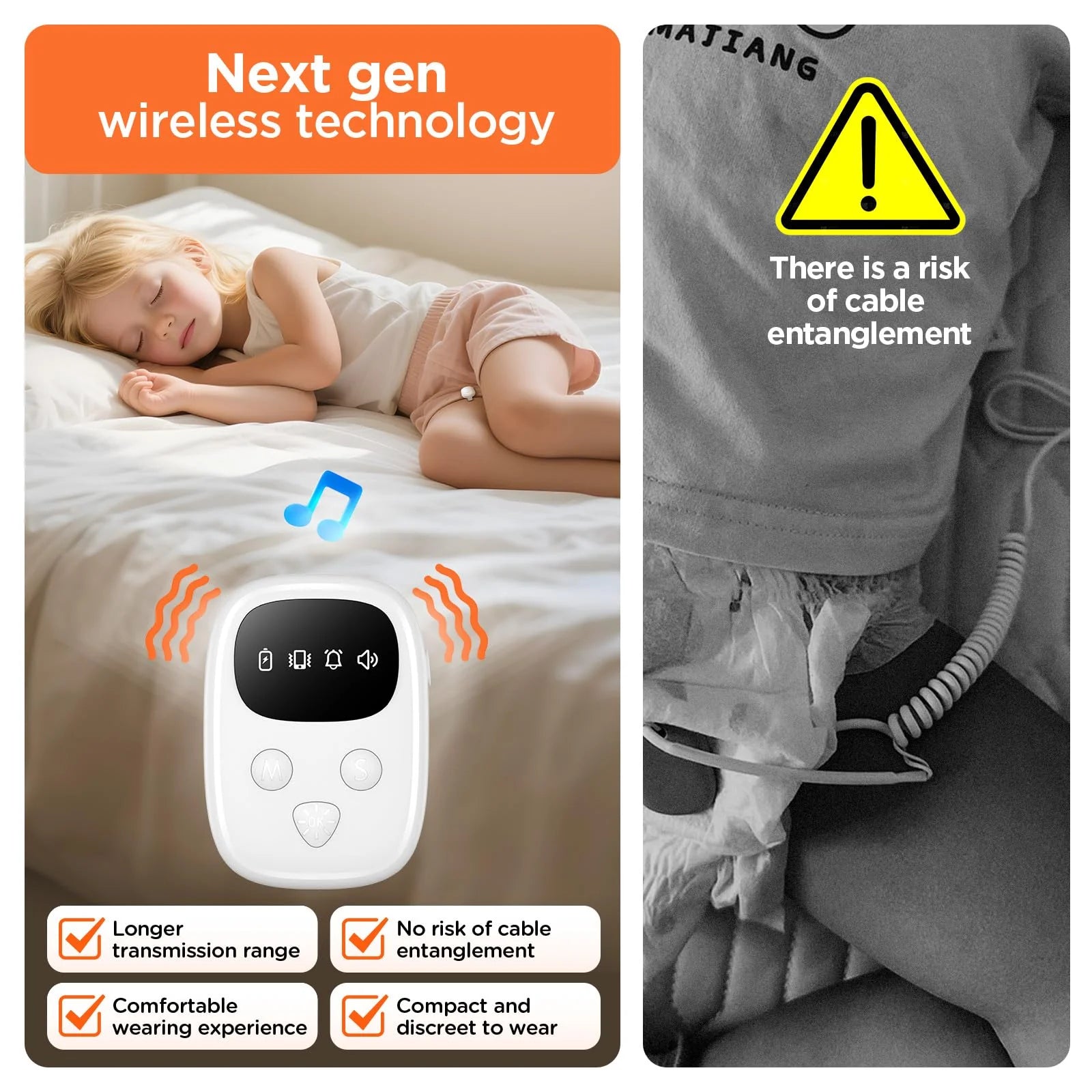 Bezprzewodowy Bedwetting do dla dzieci Alarm, kompaktowy