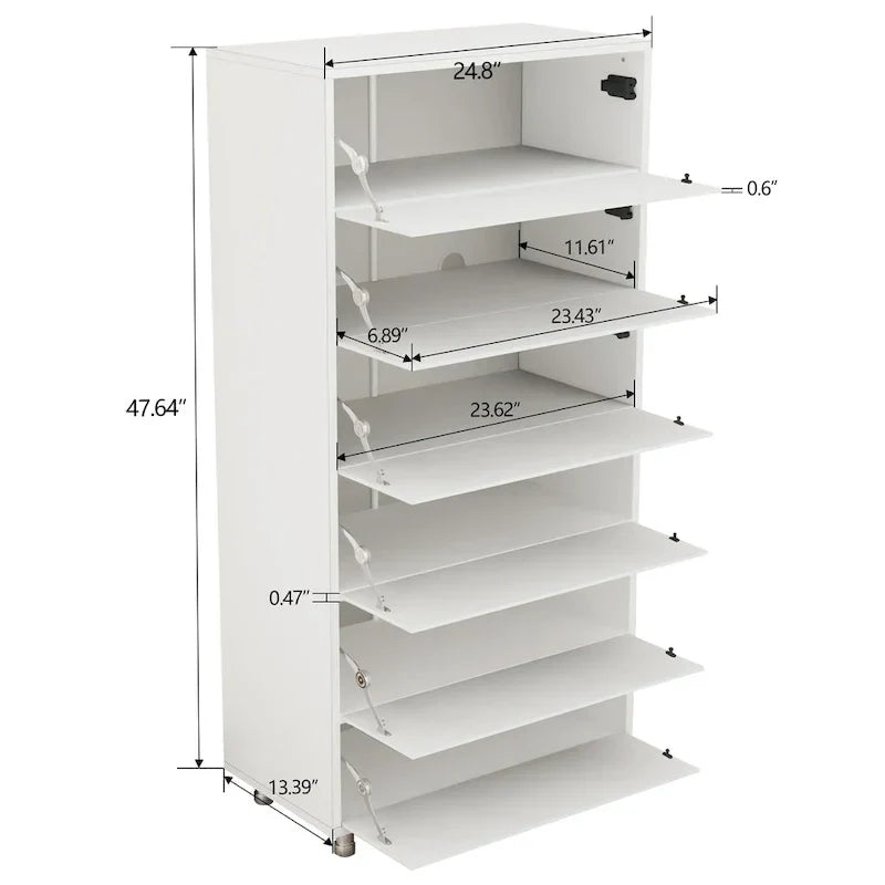 1787471522_FZJfJJR6 Cabinet - Mirror Shoe, Featuring 6 Flip Drawers - Shoe Rack Organizer Store Ample Shoes, 4 Metal Legs, Hand-touch Flip-out Door