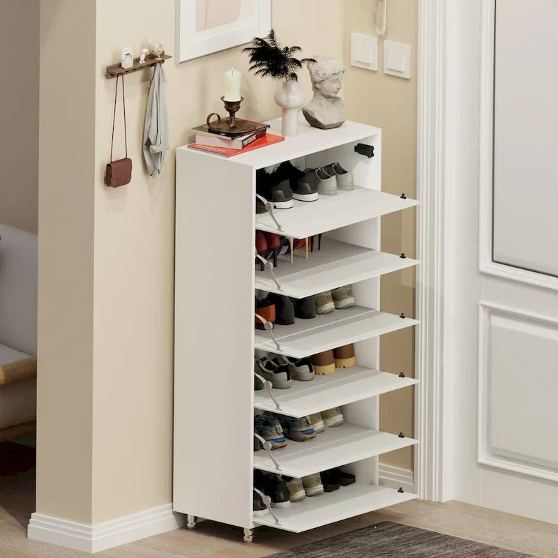 1787471540_7wSRNdlD Cabinet - Mirror Shoe, Featuring 6 Flip Drawers - Shoe Rack Organizer Store Ample Shoes, 4 Metal Legs, Hand-touch Flip-out Door