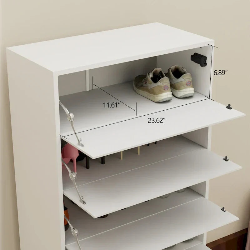 1787471547_vG7EiwWo Cabinet - Mirror Shoe, Featuring 6 Flip Drawers - Shoe Rack Organizer Store Ample Shoes, 4 Metal Legs, Hand-touch Flip-out Door