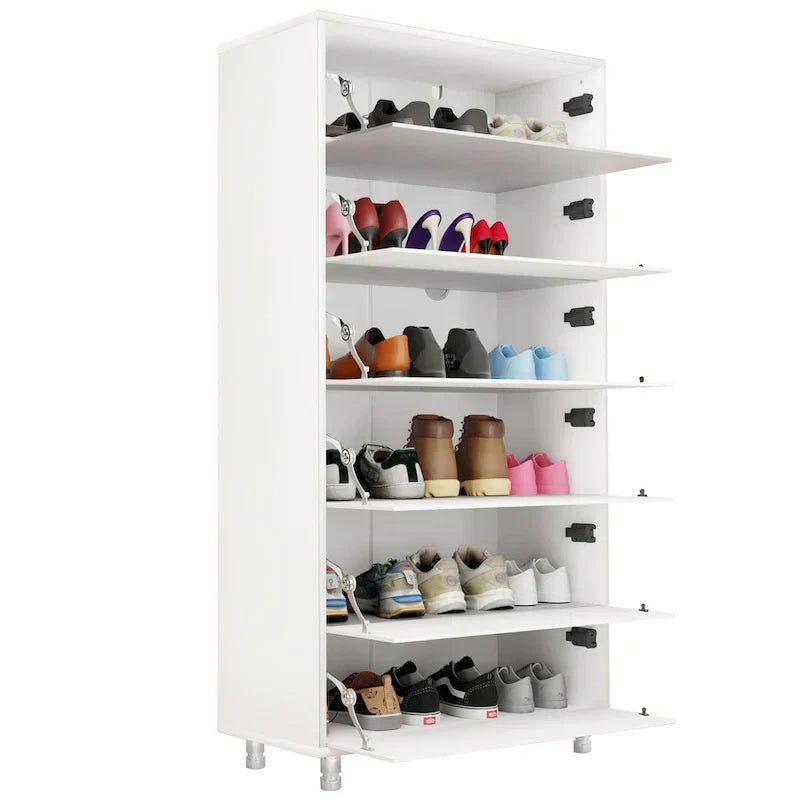 1787471551_8kybOOFl Cabinet - Mirror Shoe, Featuring 6 Flip Drawers - Shoe Rack Organizer Store Ample Shoes, 4 Metal Legs, Hand-touch Flip-out Door