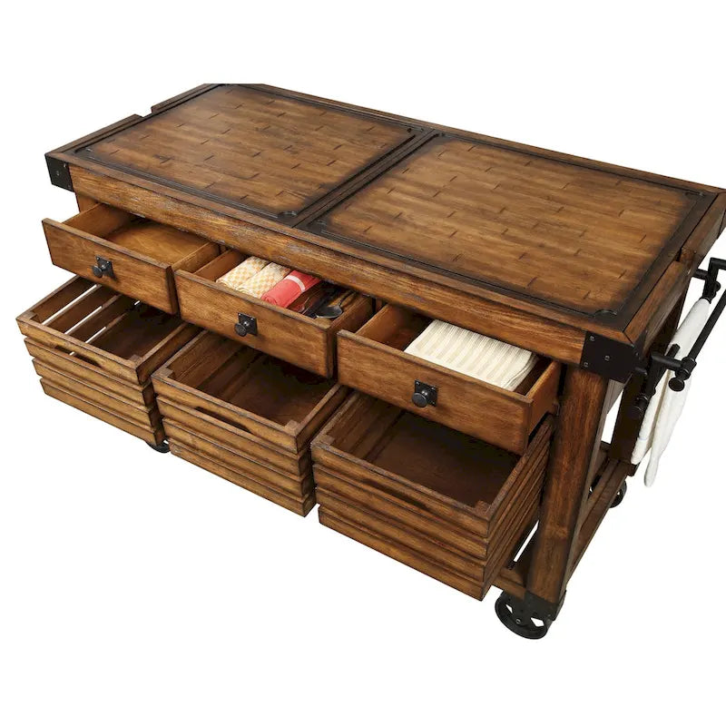 1787474188_W8XV6aQ8 Kuchenny wózek z 3 szuflady w Distressed Chestnut