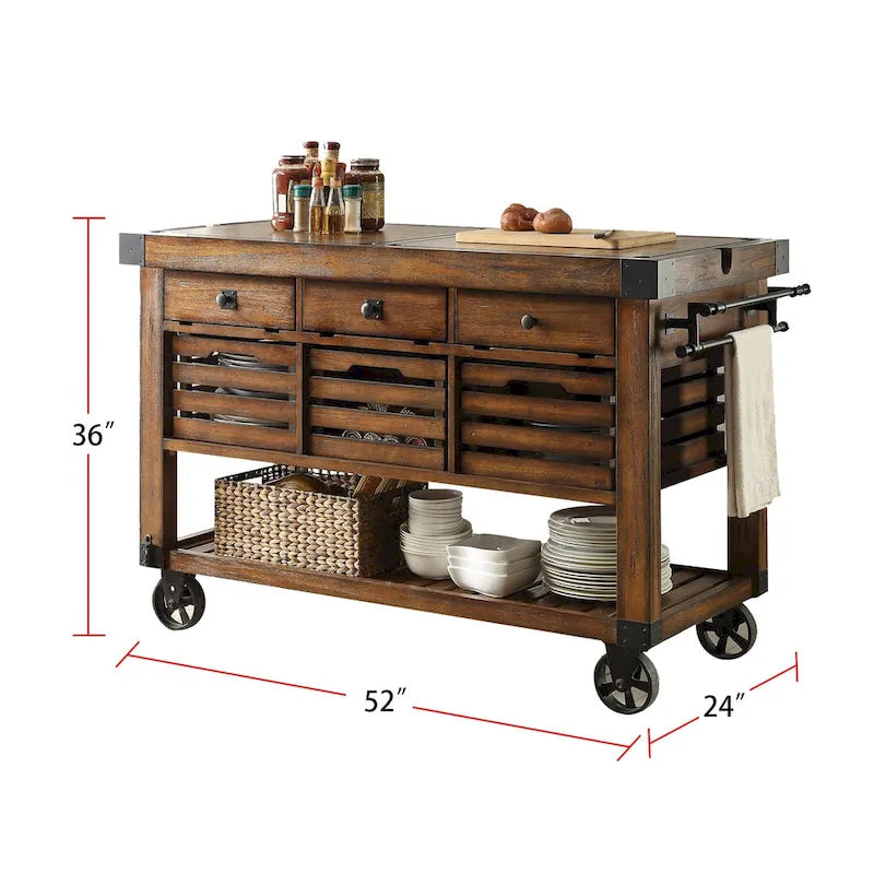 1787474199_l2E5yHFN Kuchenny wózek z 3 szuflady w Distressed Chestnut