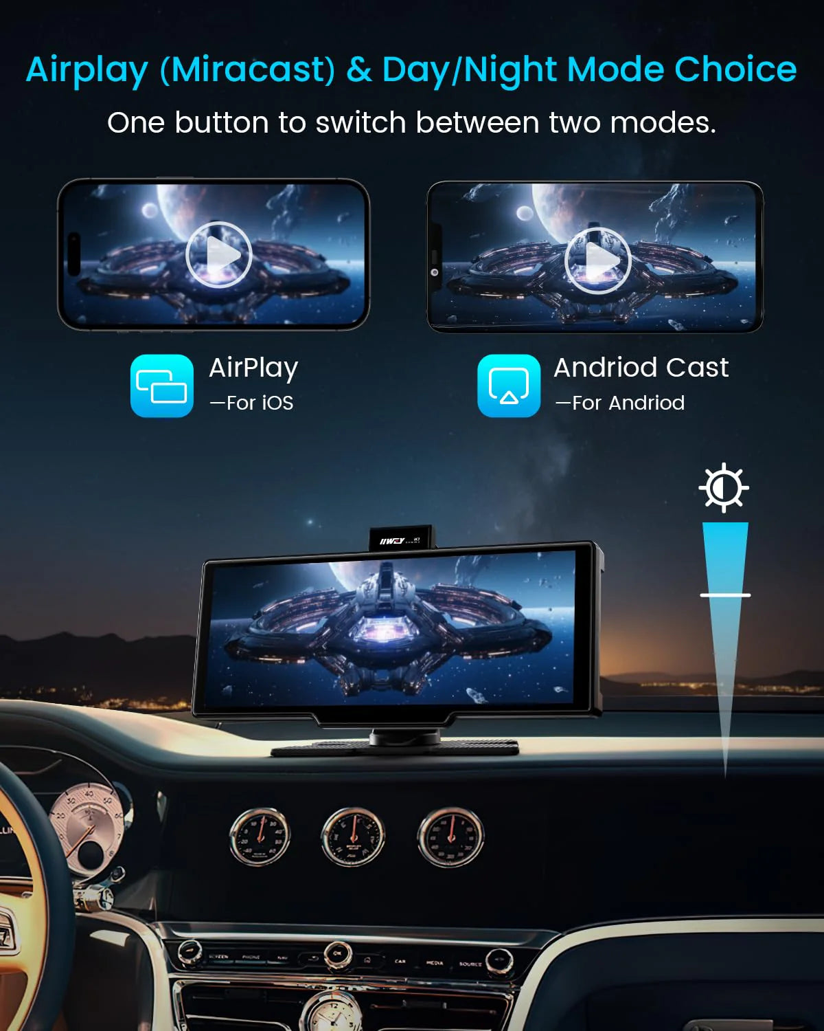 Przenośny Carplay ekran 10'' samochodowy Stereo 4K Dash kamera