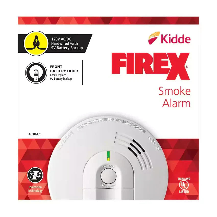 I4618 4-pakiet Hardwired Smoke Alarm z Ionization Sensor, 120V AC, 9V akumulator Backup