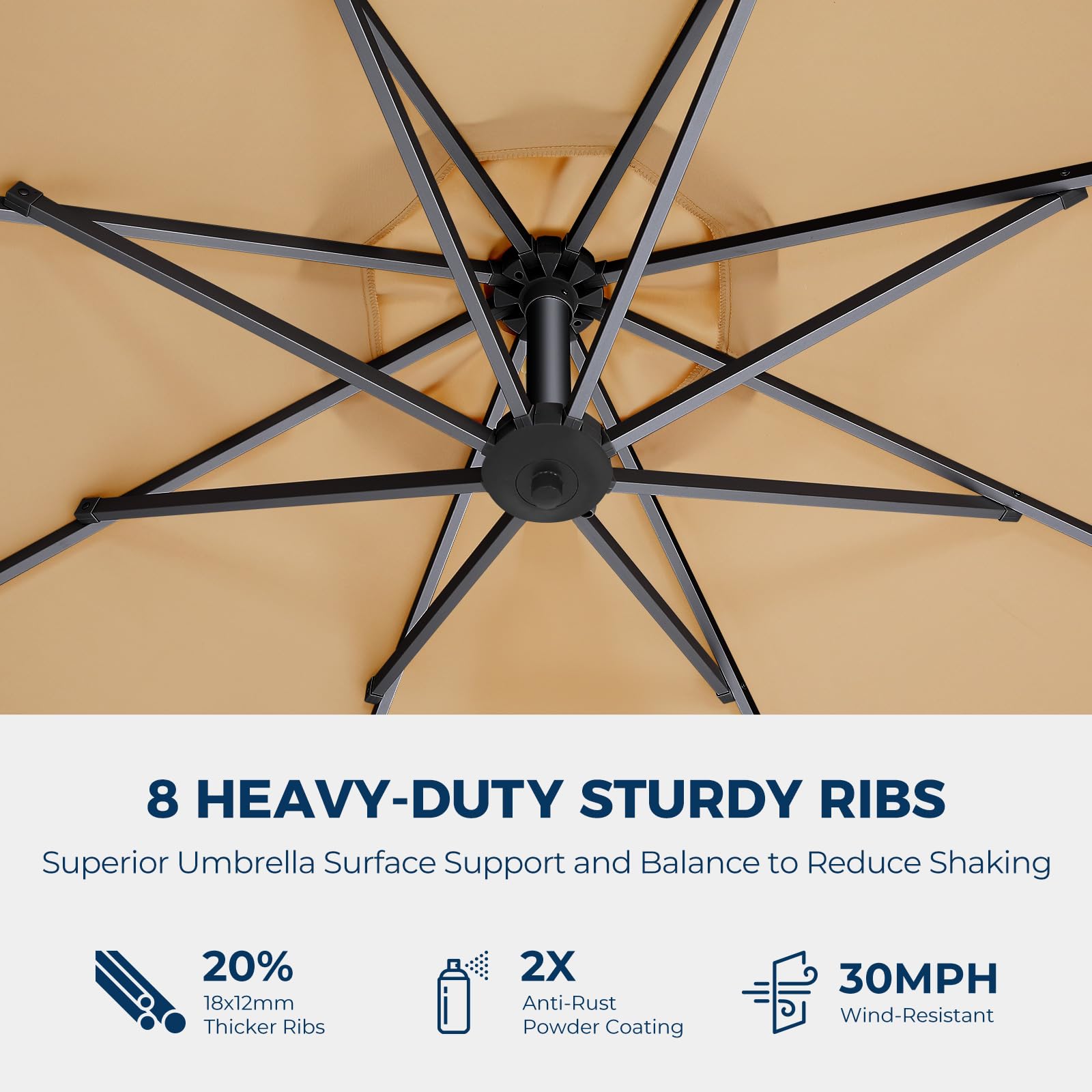 10ft słoneczny LED tarasowy z podstawa Umbrella, Beige