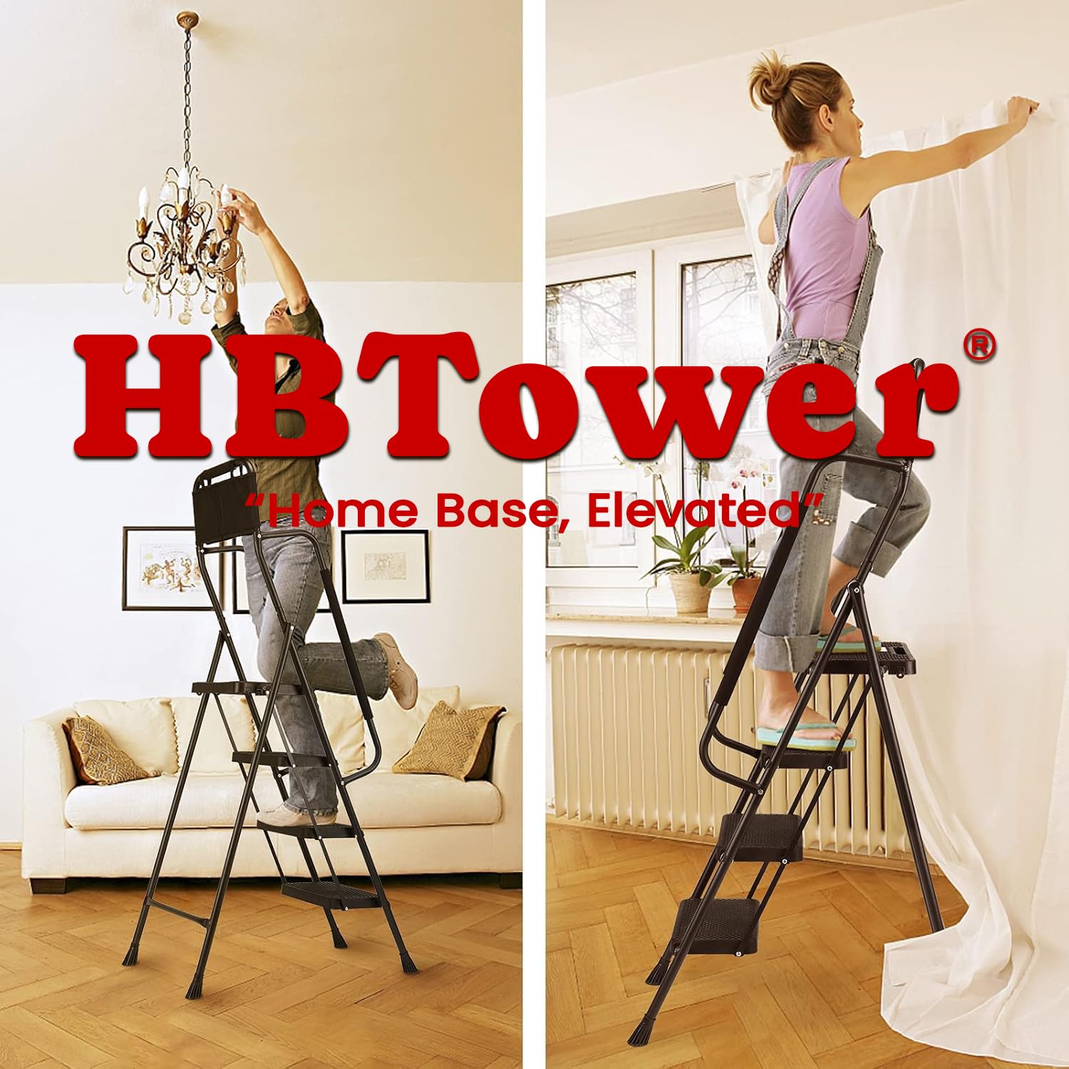 4 Step z Handrails drabina, 330 lb składany Stool