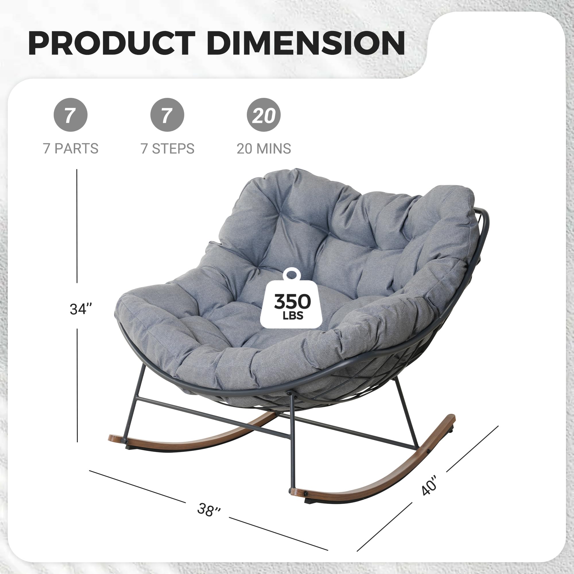 Oversized Papasan fotel bujany z Thick Cushion