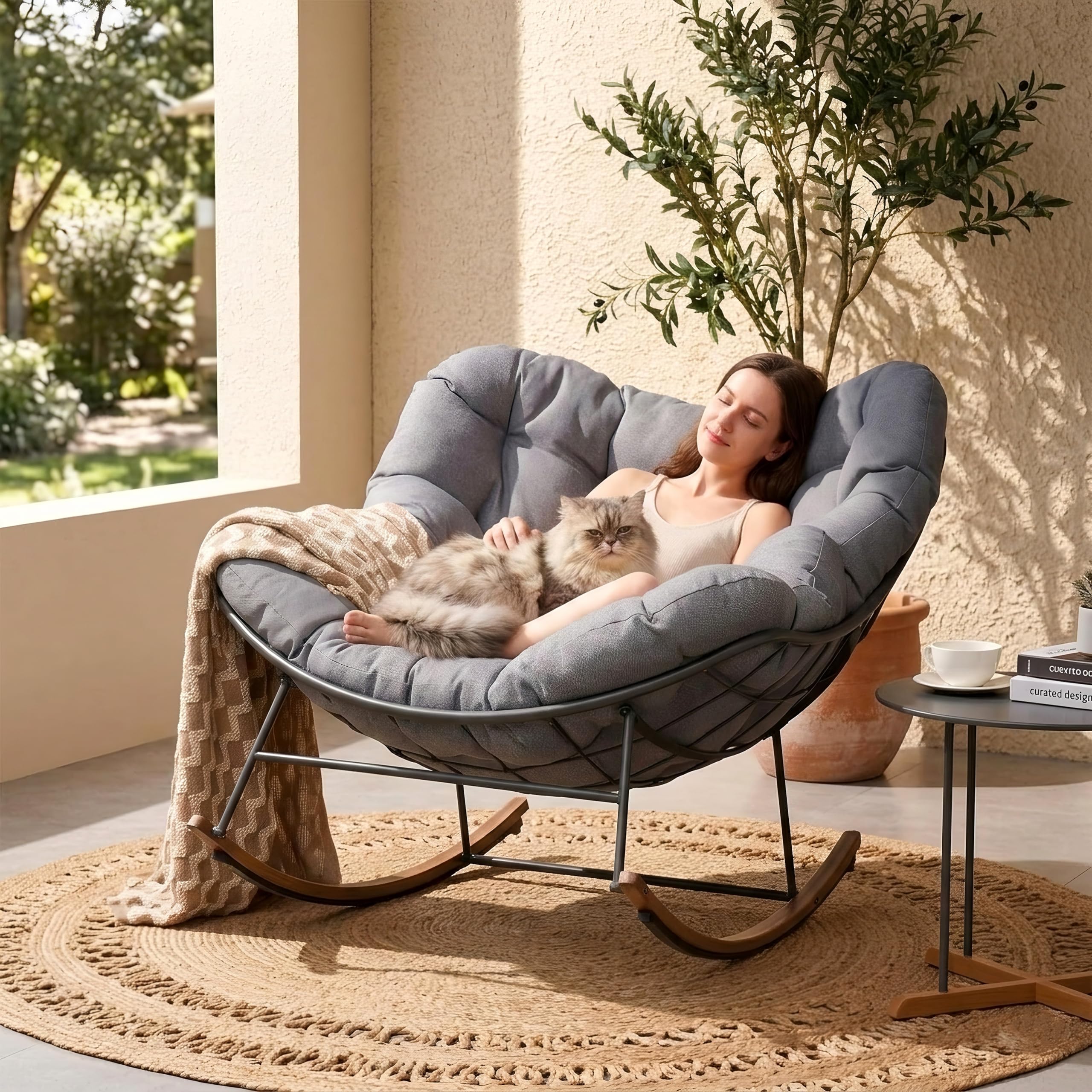 Oversized Papasan fotel bujany z Thick Cushion