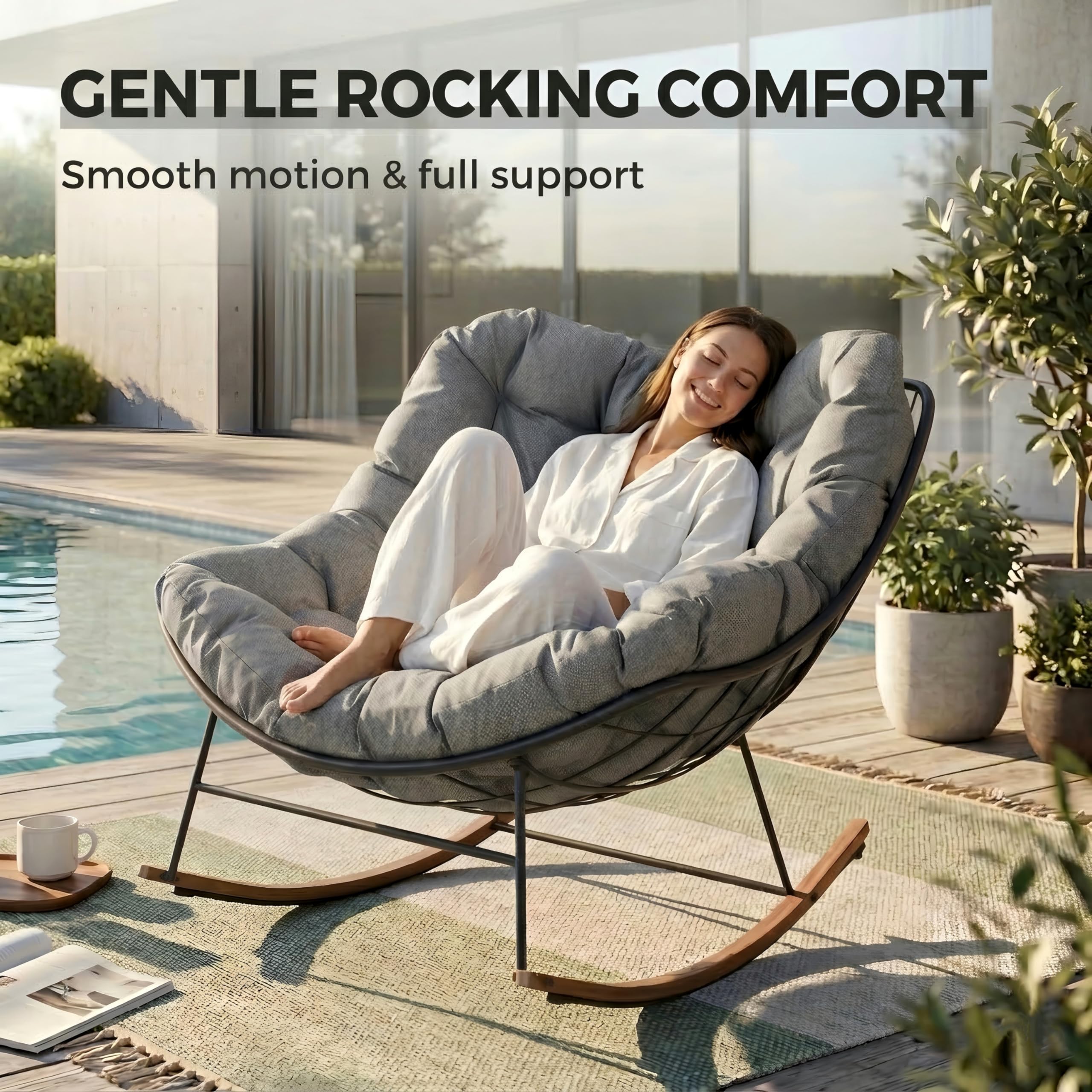 Oversized Papasan fotel bujany z Thick Cushion