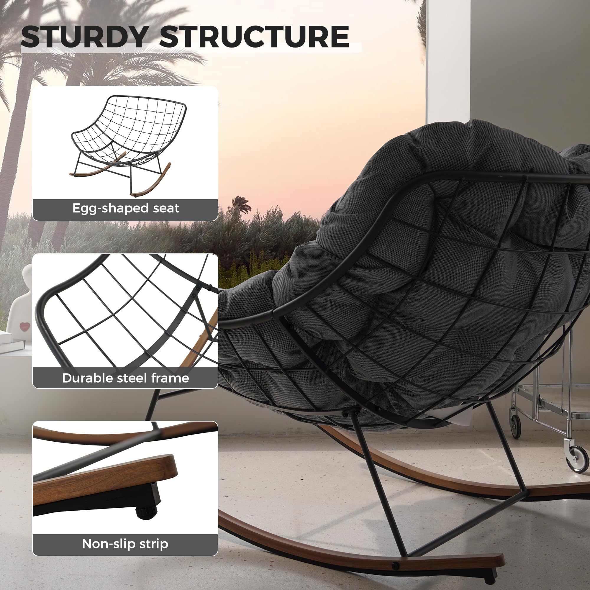 Oversized Papasan fotel bujany z Thick Cushion