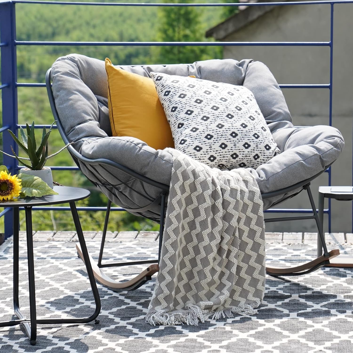 Oversized Papasan fotel bujany z Thick Cushion