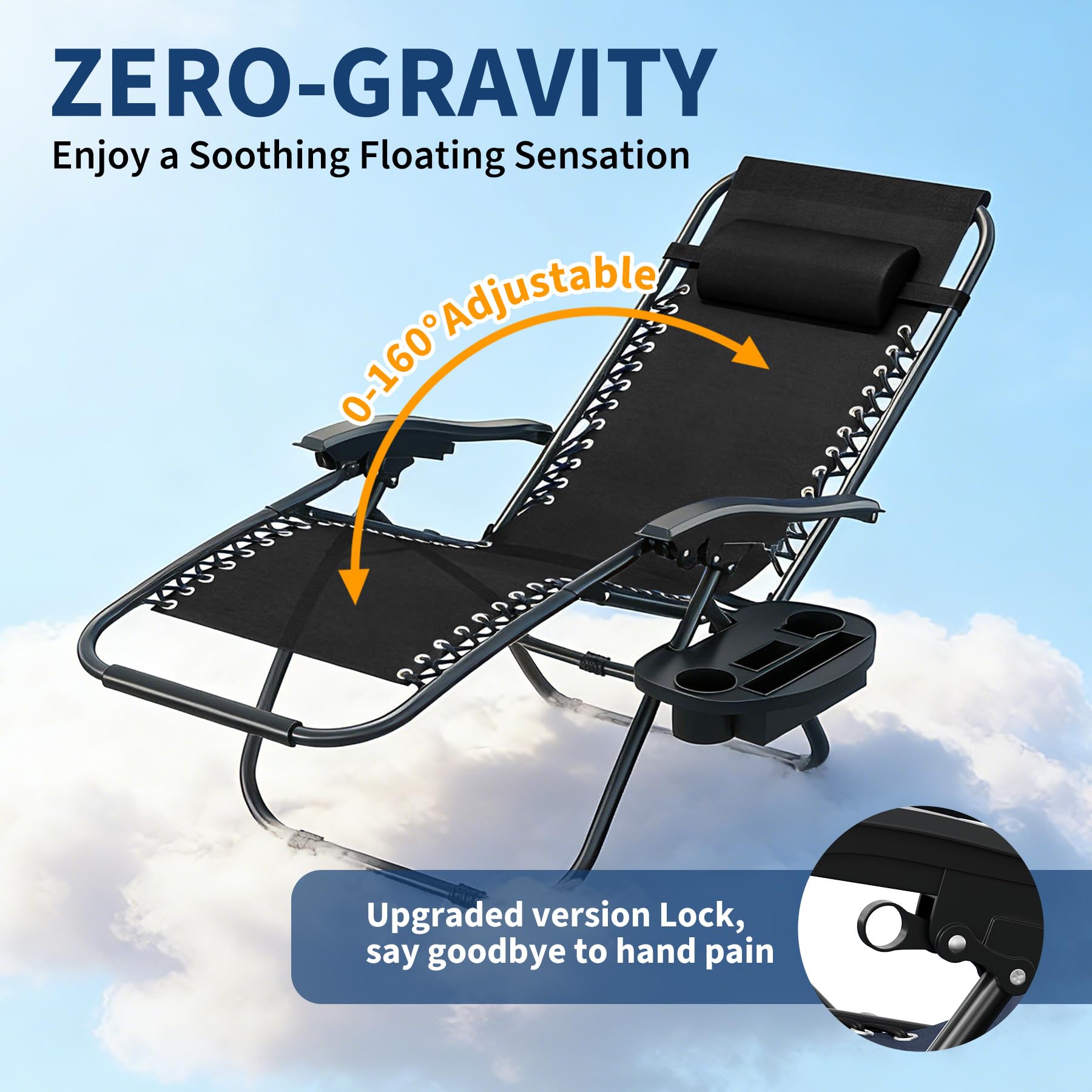 Krzeslo, Zero Gravity, zestaw 2 z Pillow i Tray