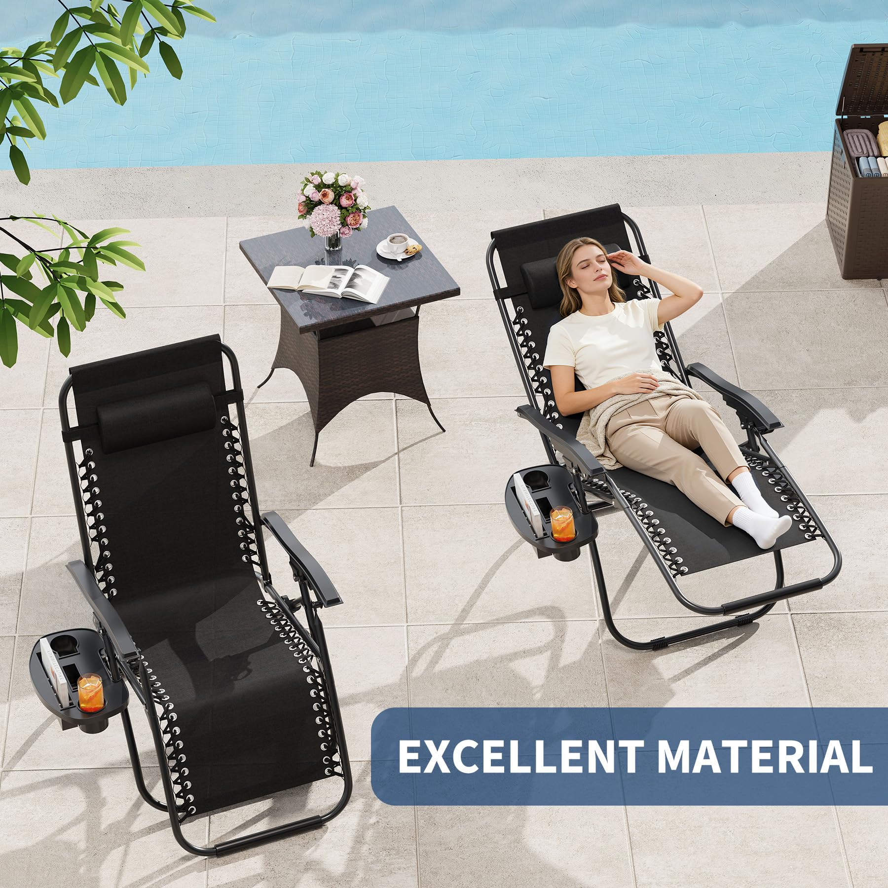 Krzeslo, Zero Gravity, zestaw 2 z Pillow i Tray