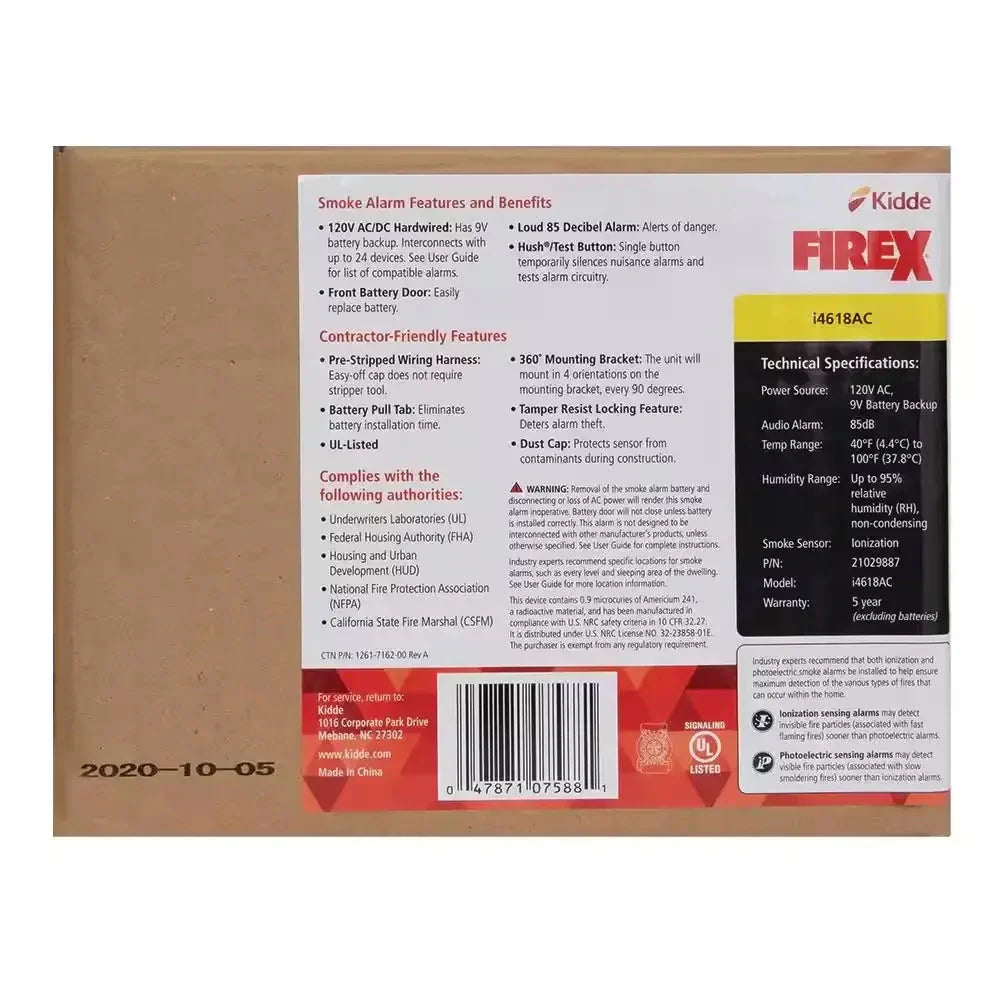 4-pakiet Hardwired Smoke Detector z Ionization Sensor