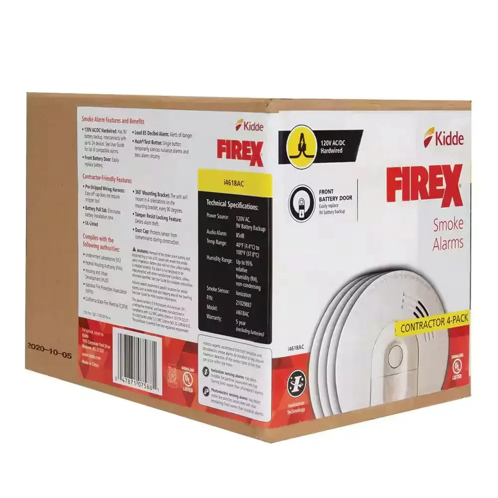 4-pakiet Hardwired Smoke Detector z Ionization Sensor