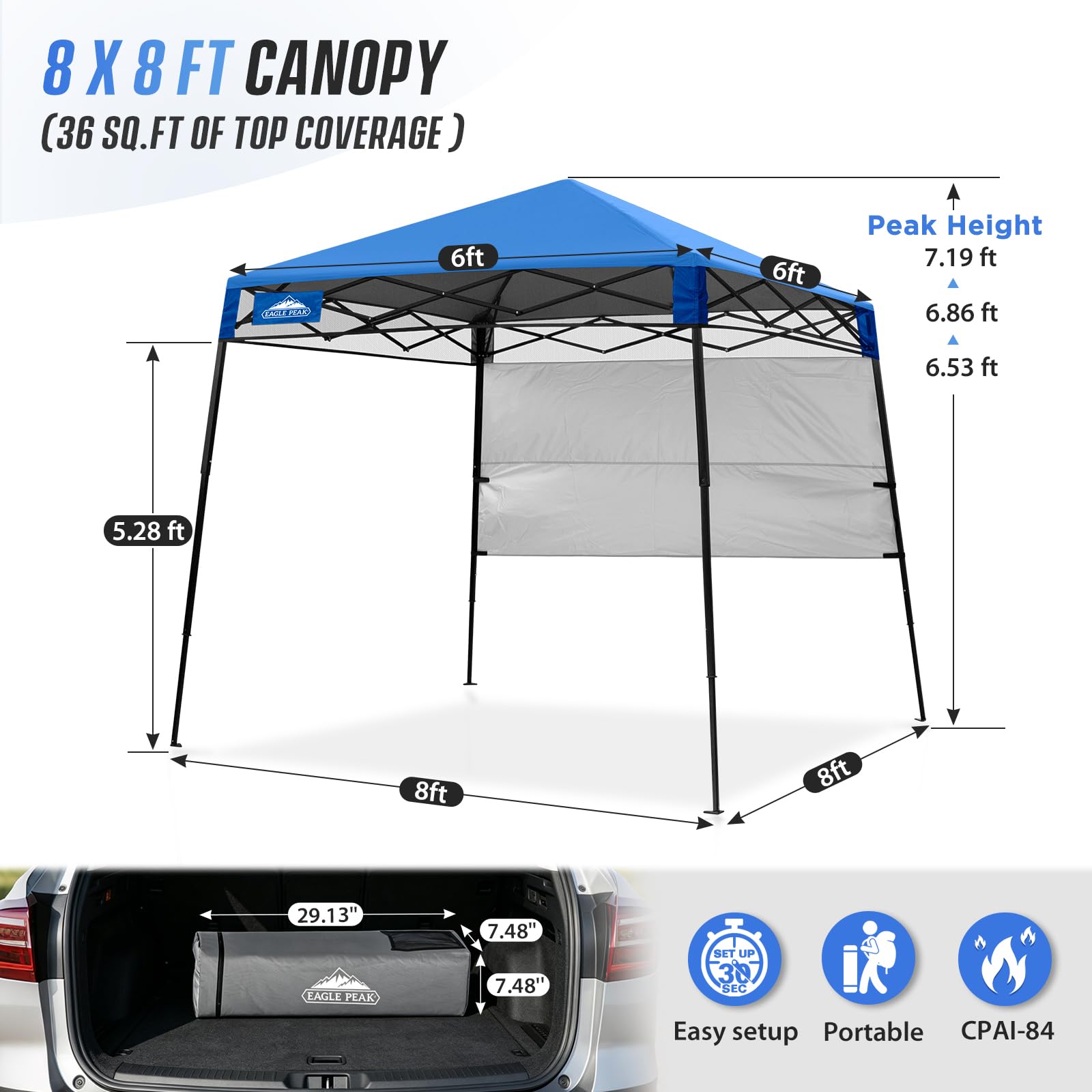 Zadaszenie, 8 X 8 Pop Up, namiot z Sidewall, przenośny schronienie