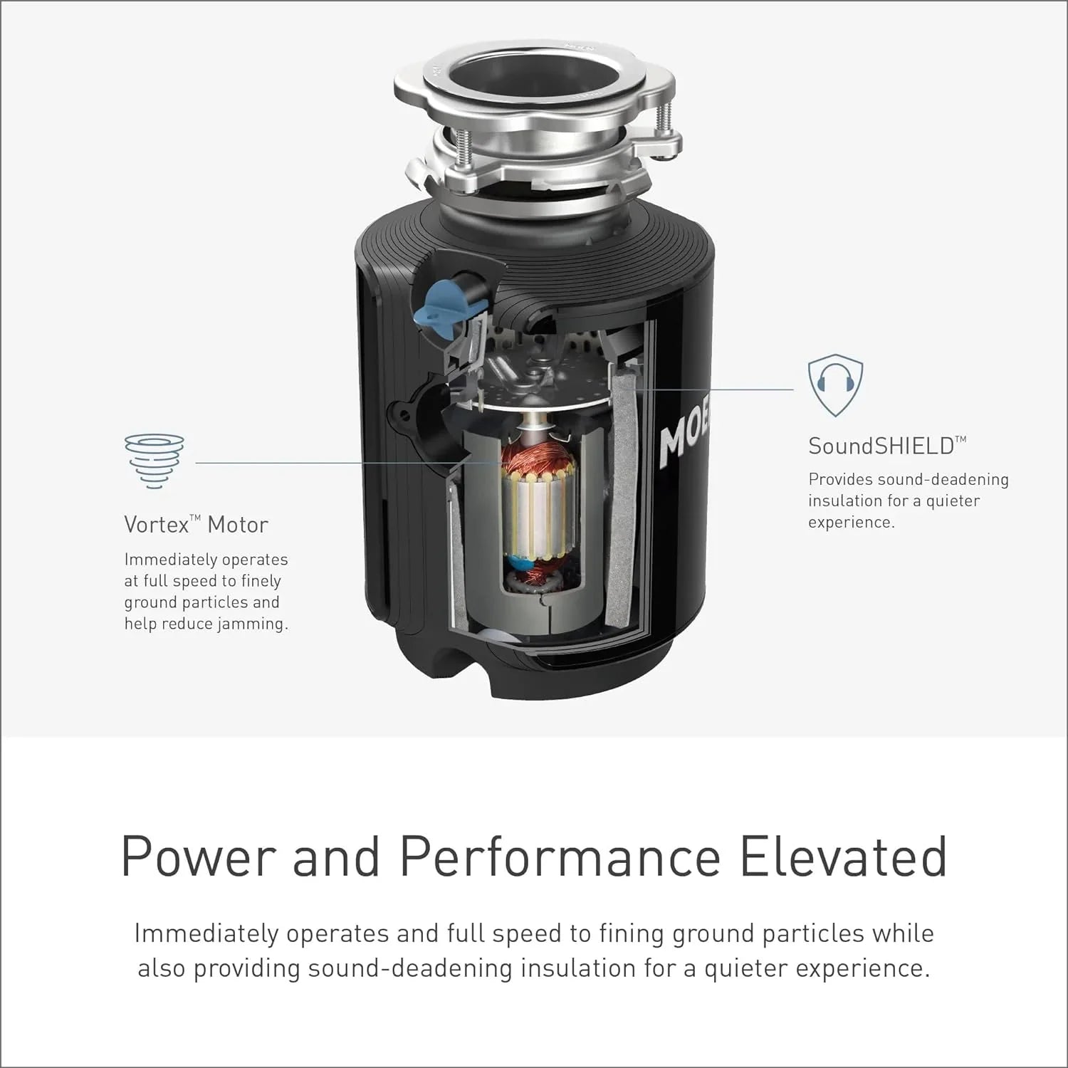 Garbage Disposal - Disposer Prep Series 1/2 HP Continuous Feed, Featuring Sound Reduction - Power Cord Included