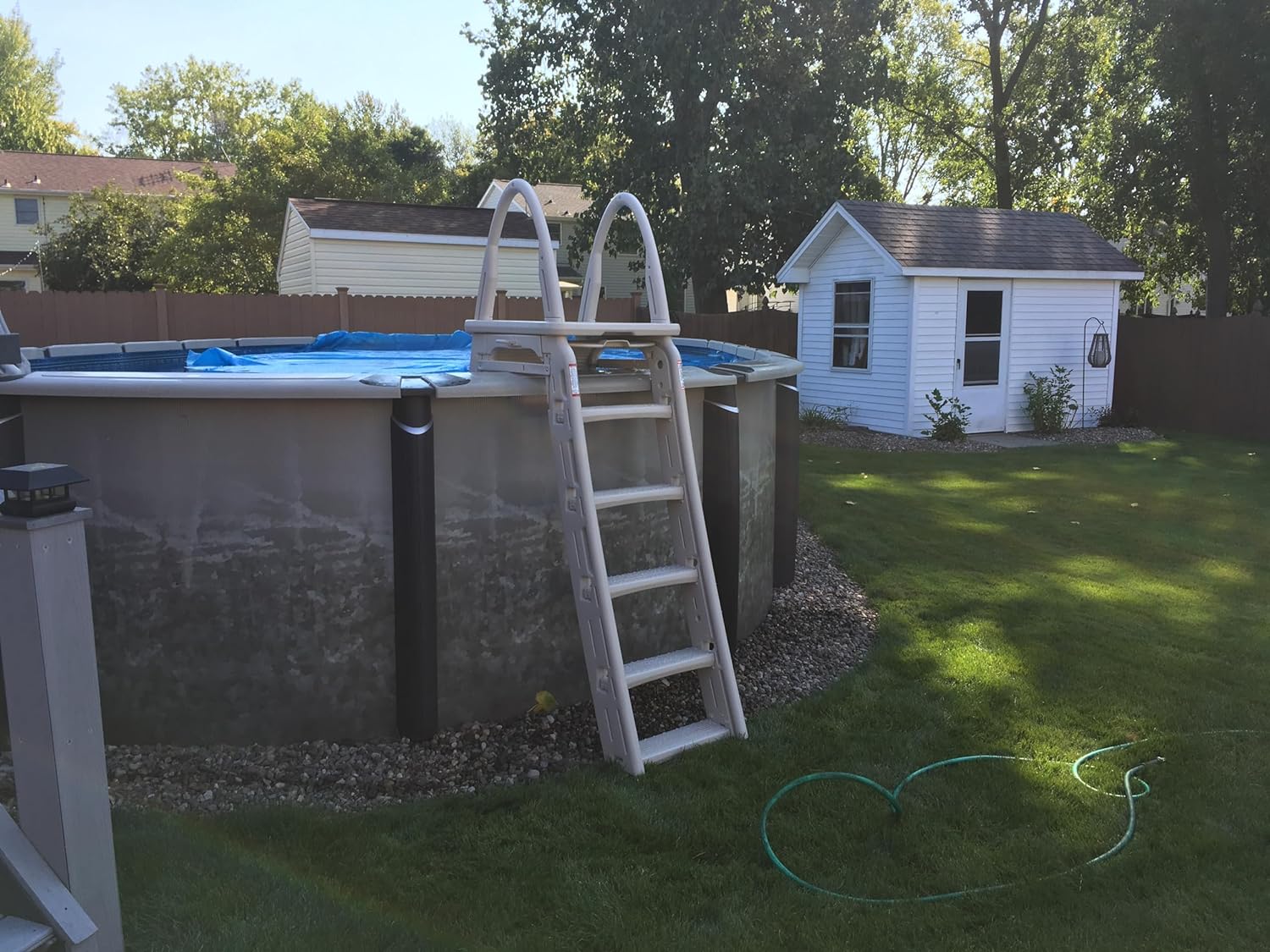 1787483022_bkzmI7Jy Ladder - Plastics 7200 Roll Guard 48 to 56 Adjustable a Frame Safety - Designed for Above Ground Outdoor Patio Swimming Pool Platform Ladder with Step