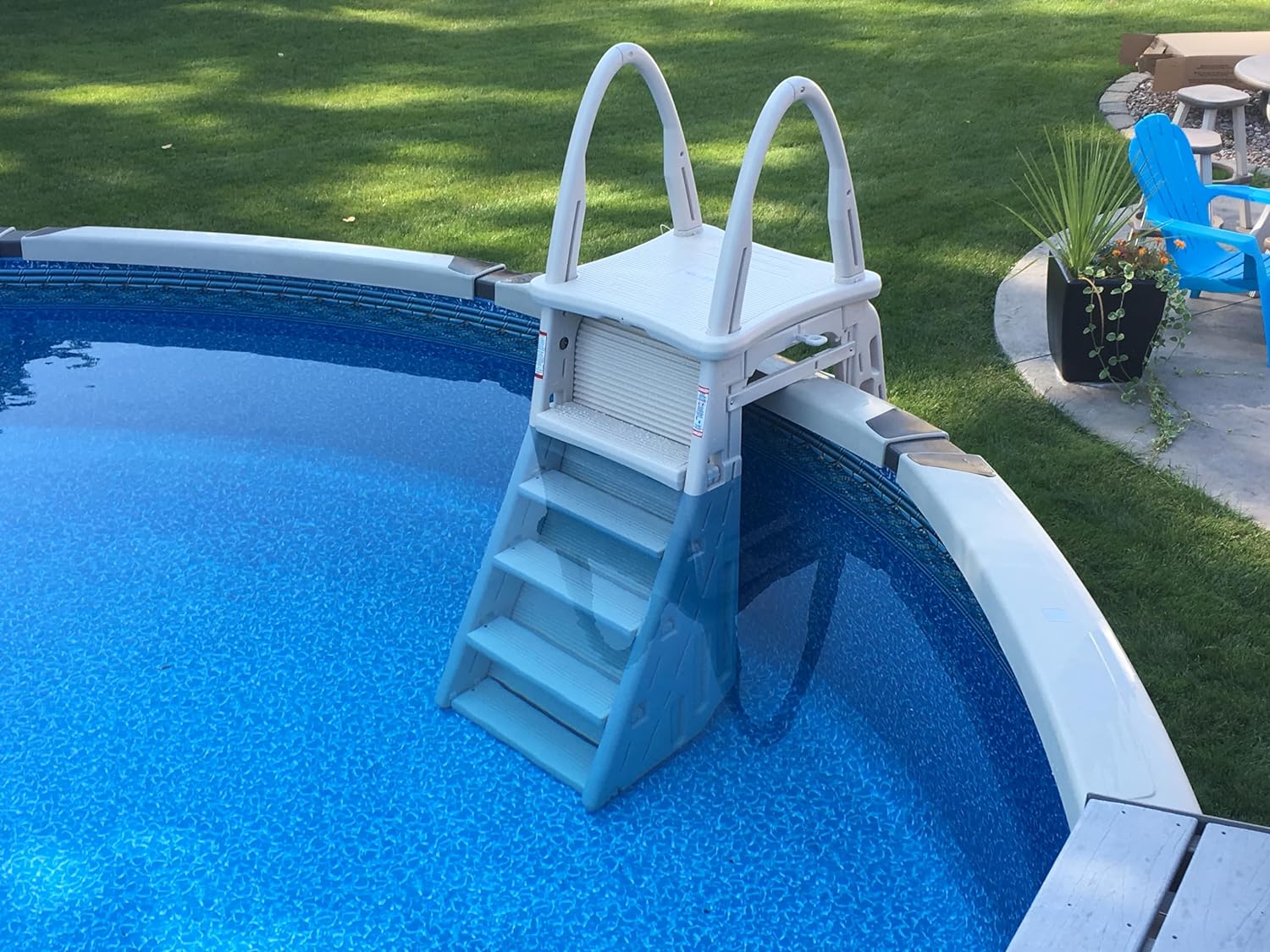 1787483026_urpLsdbb Ladder - Plastics 7200 Roll Guard 48 to 56 Adjustable a Frame Safety - Designed for Above Ground Outdoor Patio Swimming Pool Platform Ladder with Step