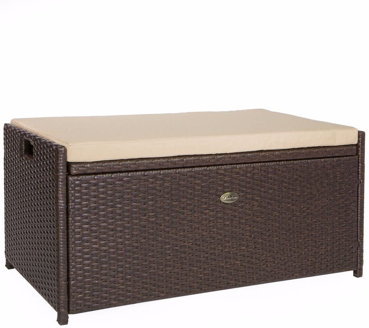 1787486276_ivlumGji Storage Bench - Outdoor, Rattan Style Deck Box Wicker Patio Furniture Water Resistance W/seat Cushion - 60-Gallon, Brown